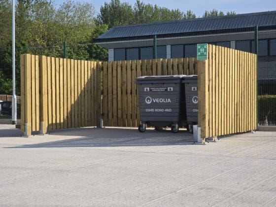 Open sided softwood commercial bin store